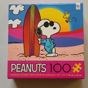 Peanuts Snoopy Malibu Ceaco 100-Piece Jigsaw Puzzle Sunset Beach Surf Woodstock